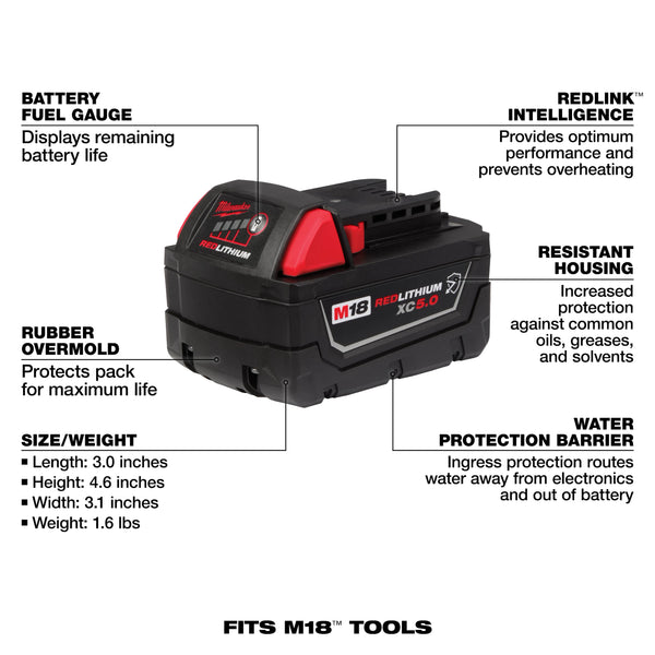 M18™ REDLITHIUM™ XC5.0 Extended Capacity Battery Two Pack