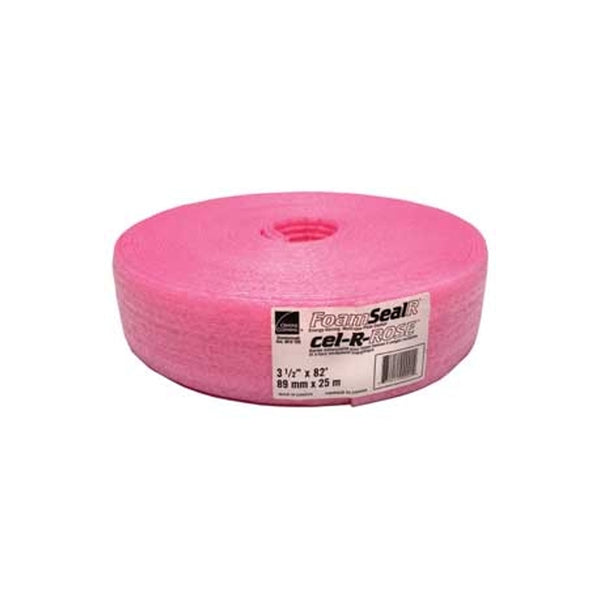 Owens Corning FoamSealR Series Foam-Seal-R 3.5 in Sill Gasket, 3-1/2 In W, 82 Ft L Roll, Polyethylene, Pink